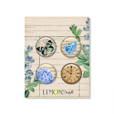 Buttony samoprzylepne Lemoncraft Gossamer Blue, 4szt
